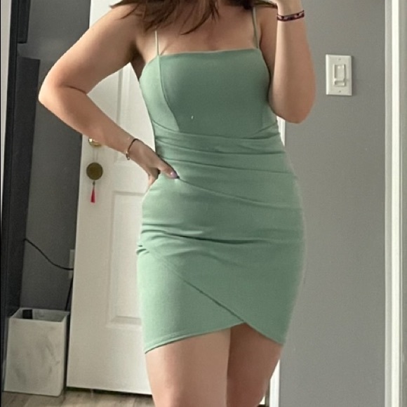windsor mint green dress Long Sleeve V Neck Summer Midaxi Dress In Bright Green – Love main image 0